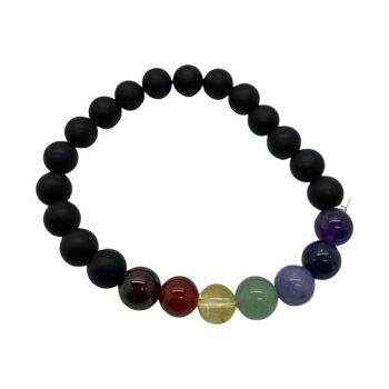 Bijoux Chakra Vie Naturals, bracelet extensible en pierres précieuses et agate, perles 3