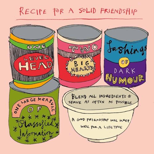 Recipe for a Solid Friendship' Greetings Card