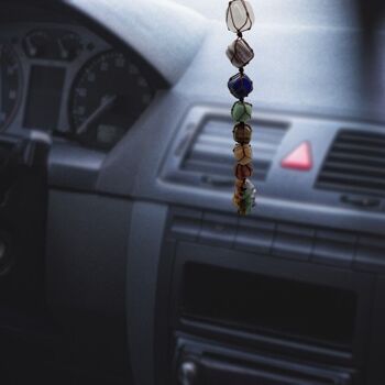 Bijoux Chakra Vie Naturals, décoration de voiture en pierre mixte, avec cordon en nylon 3