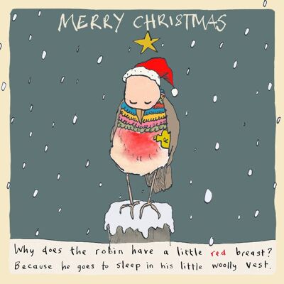 Tarjeta de felicitación navideña de Robin's Vest