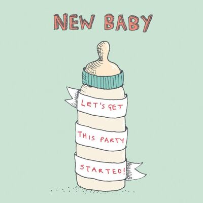Grußkarte für neues Baby, Party gestartet