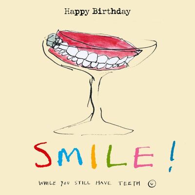 Tarjeta de felicitación de los dientes de cumpleaños