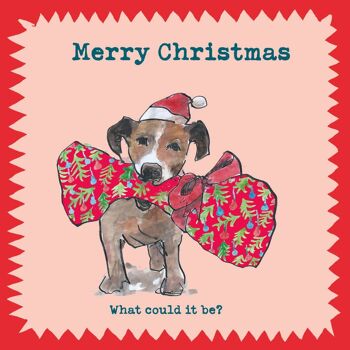 Carte de voeux de Noël chien et os de Noël