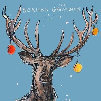 Christmas Stag Blue' Christmas Card