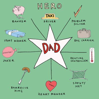 Tarjeta de felicitación de Hero Dad Compass