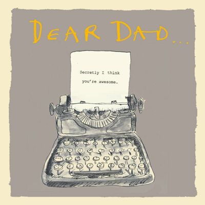 Cartolina d'auguri di caro papà macchina da scrivere