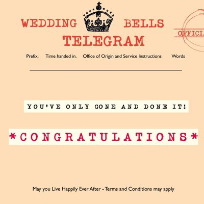 Wedding Bells' Greetings Card,Telegraphic