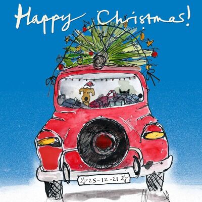 Cartolina d'auguri di Natale dell'auto di Natale