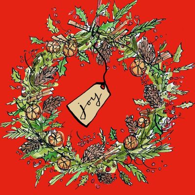 Tarjeta de felicitación de Navidad de Joy Wreath