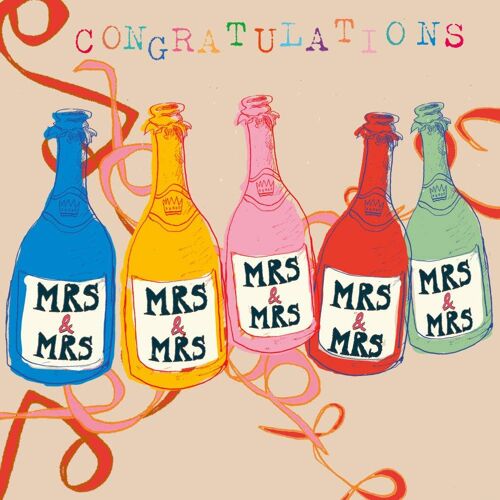 Mrs and Mrs Champagne' Greetings Card