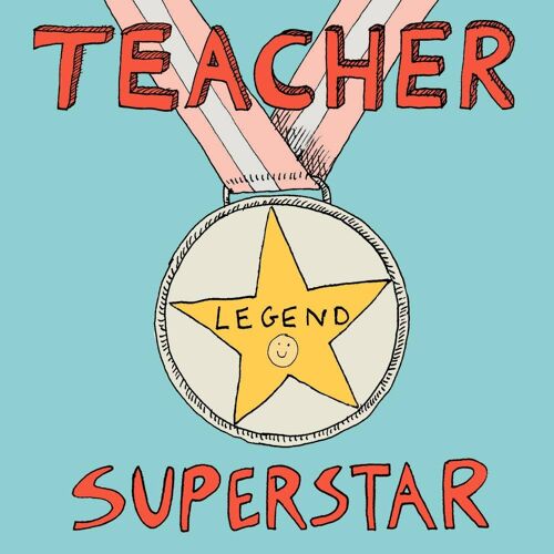 Teacher Medal' Greetings Card, Medal