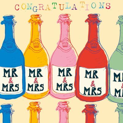 Mr and Mrs Champagne' Greetings Card
