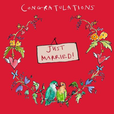 Just Married' Grußkarte, Girlande