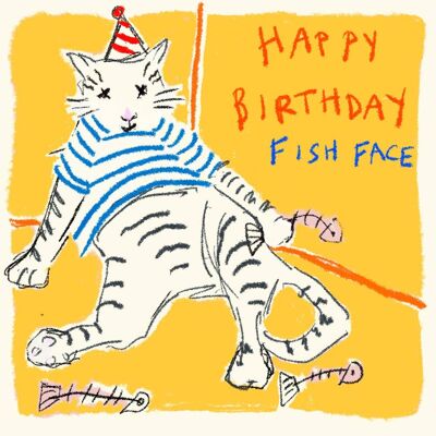 Buon compleanno faccia di pesce! Biglietto di auguri