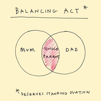 Single Parent, Balancing Act' Greetings Card