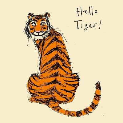 Hola tarjeta de felicitación de tigre