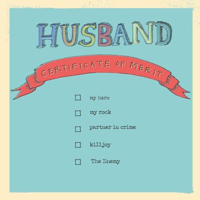 Tarjeta de felicitación del certificado de mérito del esposo