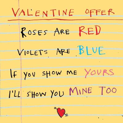 Cartolina d'auguri dell'offerta di San Valentino con poesia di rose