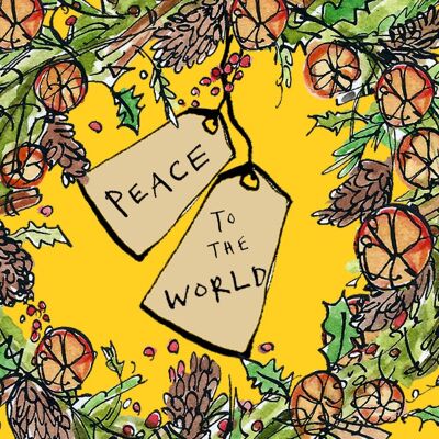 Tarjeta de felicitaciones navideñas de Peace Wreath