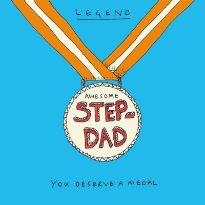 Step Dad, Medal' Greetings Card, Medal
