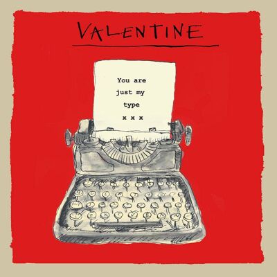 Tarjeta de felicitación de la máquina de escribir de San Valentín