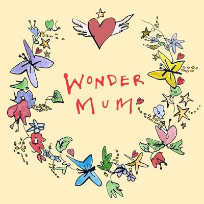 Tarjeta de felicitación Wonder Mum ', Guirnalda