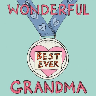 Maravillosa tarjeta de felicitación de la abuela, medalla
