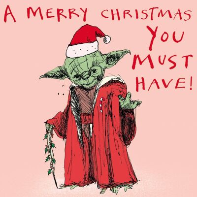 Tarjeta de felicitación navideña de Yoda Merry Christmas