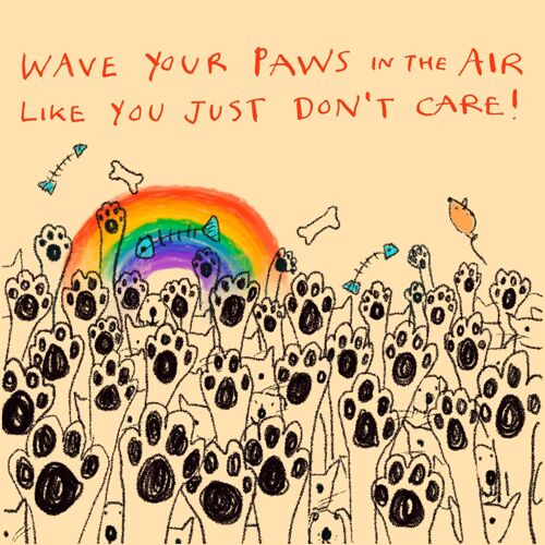 Wave Your Paws in the Air ' Greetings Card