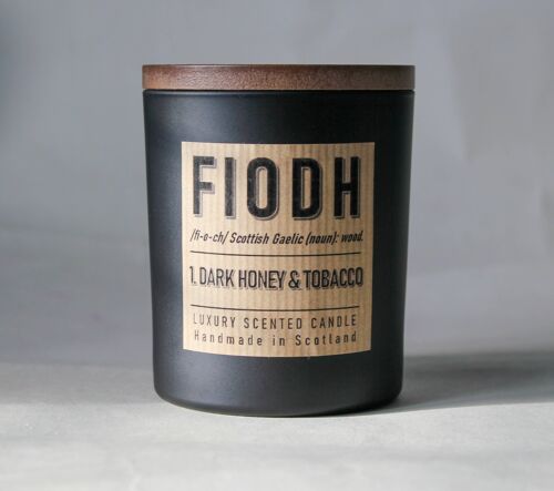 Fiodh 1: Dark Honey and Tobacco Luxury Candle , Small