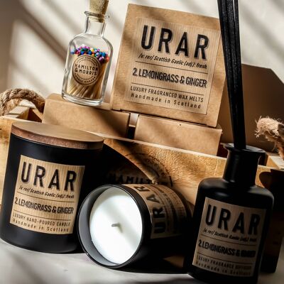 Urar 2: Lemongrass and Ginger Luxury Candle , Large
