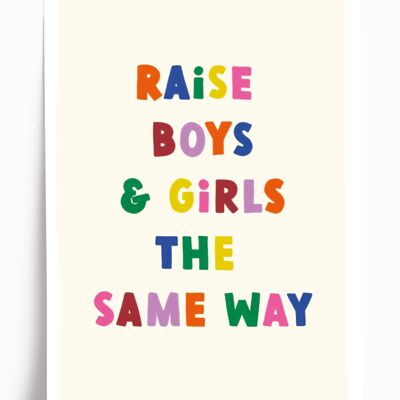 Boys & Girls illustrated poster - A4 format 21x29.7cm