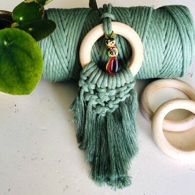 Macrame Lucky Car Charm - leaf green