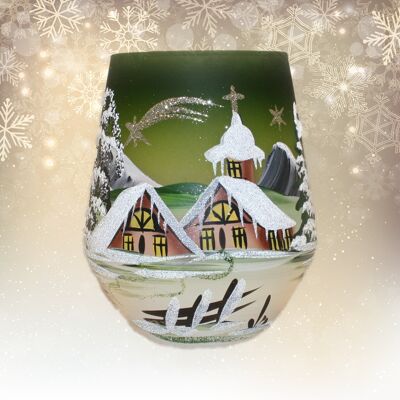 Lantern cup with landscape and church green