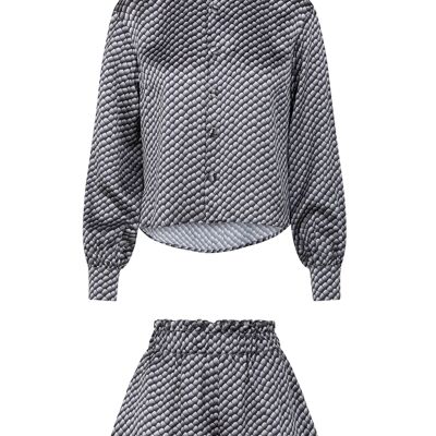 Pyjama 100% Soie Imprimé Reptile Noir