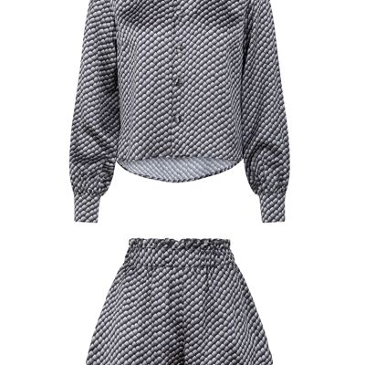 Black Reptile 100% Silk Printed Pajama Set