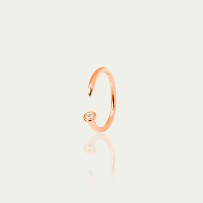 Ring Open Nail with zirconia, rose gold plated