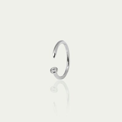 Ring Open Nail mit Zirkonia, Sterling Silber