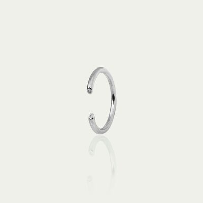 Ring open wire with zirconia, sterling silver