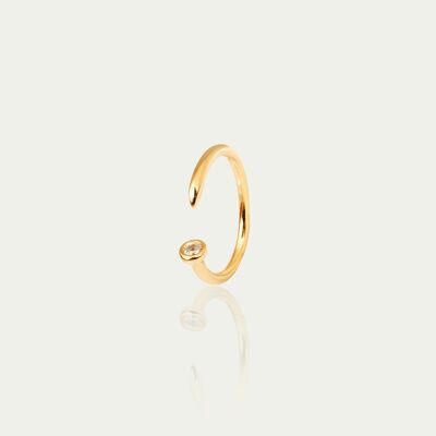 Ring Open Nail with zirconia, yellow gold plated