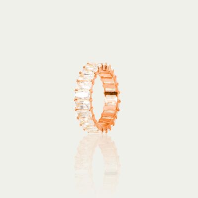 Ring baguette cut, rose gold plated