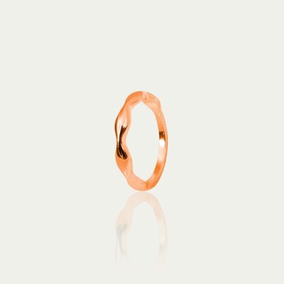 Anello Thick Wave, placcato oro rosa