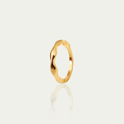 Ring Thick Wave, yellow gold plated