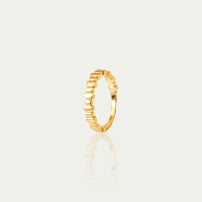 Ring Frosted Oval Disc, yellow gold plated