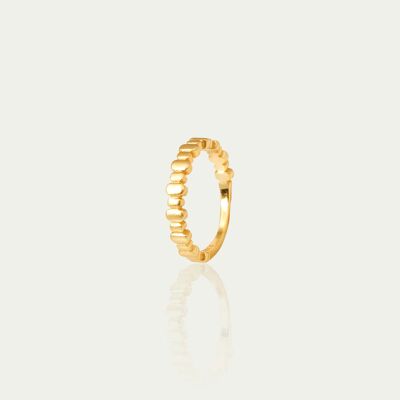 Anillo Frosted Oval Disc, baño de oro amarillo