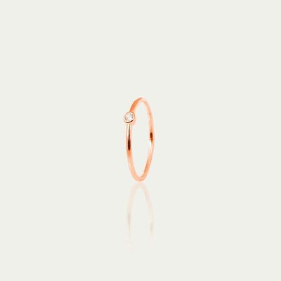 Ring Basic with a zirconia stone, rose gold plated