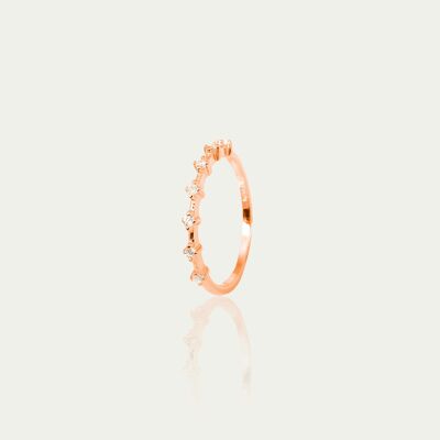 Ring with 7 mini zirconia, rose gold plated