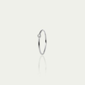 Bague basique avec une pierre de zircone, argent sterling 1