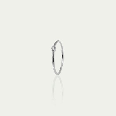 Ring basic with a zirconia stone, sterling silver
