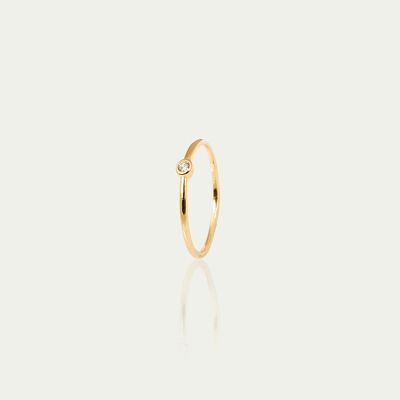 Ring Basic with a zirconia stone, yellow gold plated